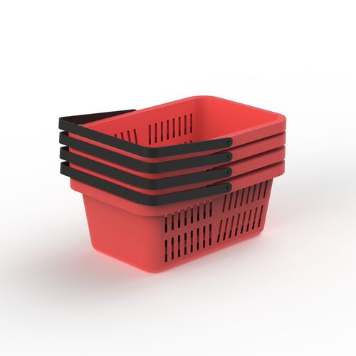 Shopping Plastic Red Basket 01 3D Model
