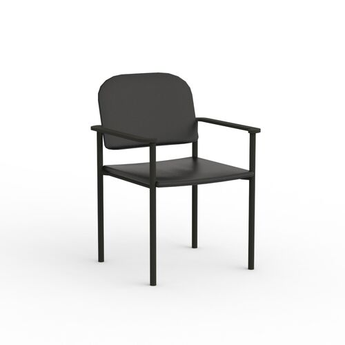 Armrest Black Leather And Wood Chair 01 3D Model
