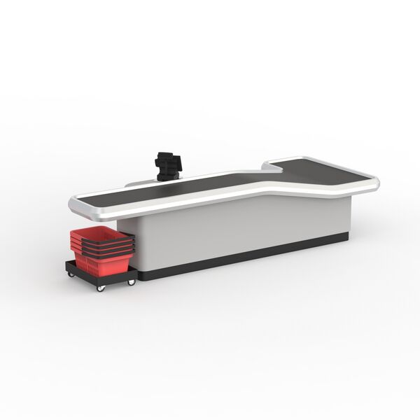 Desk With Plastic Basket Cashier 01 3D Model