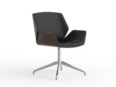 Office Wood And Leather Chair 06 3D Model