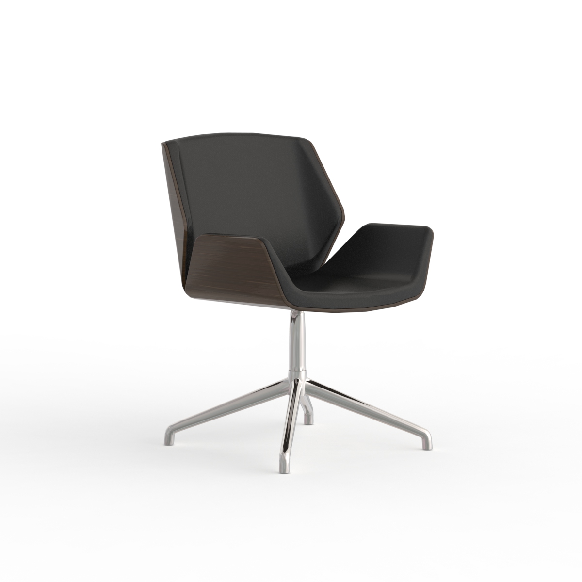 Office Wood And Leather Chair 06 3D Model