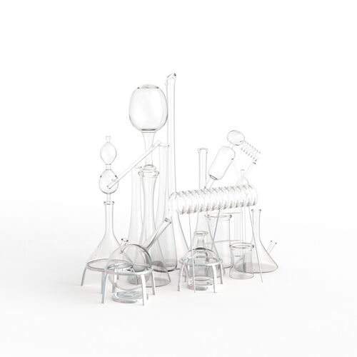 Set Transparent Glass Chemical 01 3D Model