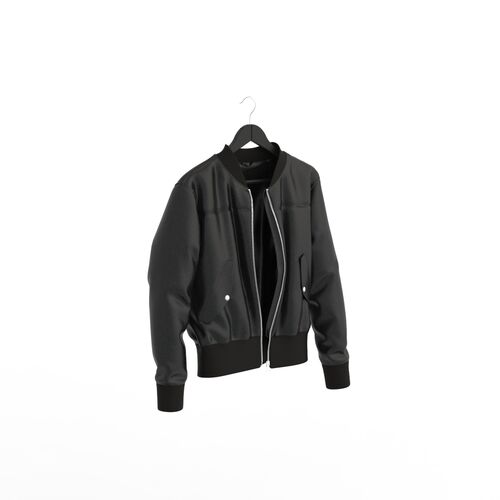 Black Leather Hanged Coat 01 3D Model