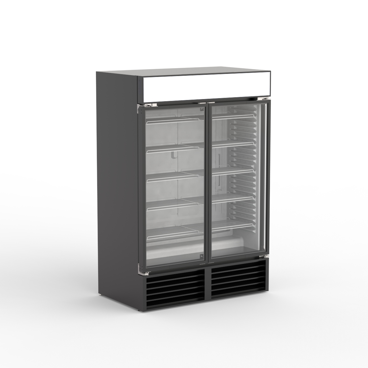 Black Double Glass Door Cooler 01 3D Model