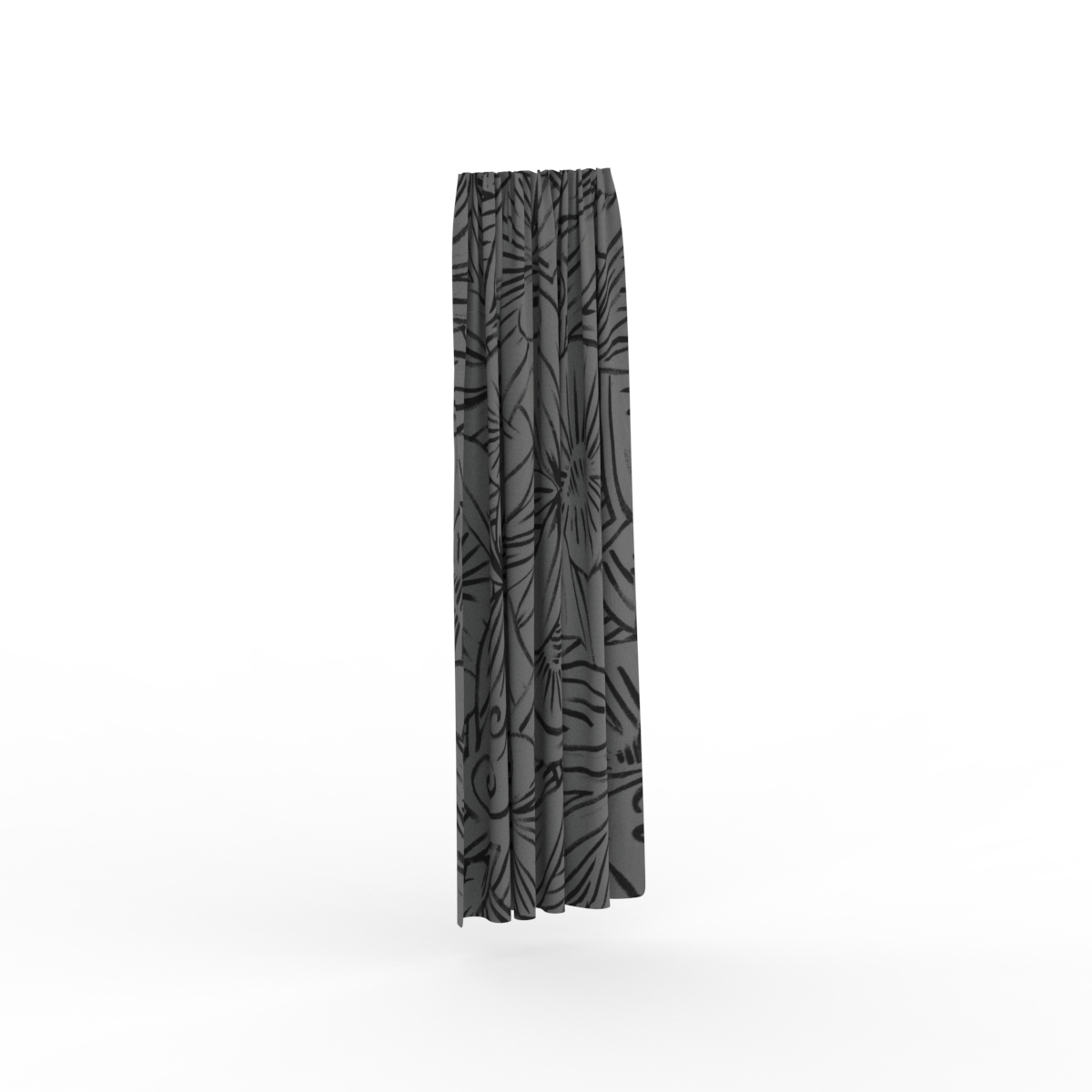 Fabric Gray Curtain 01 3D Model