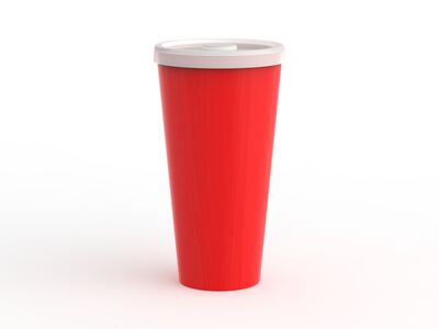 Cup Paper Red With Lid Drinking 01 3D Model