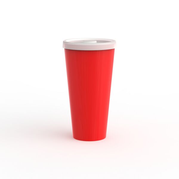 Cup Paper Red With Lid Drinking 01 3D Model
