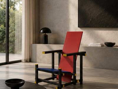 Cassina Red Blue Chair Rietveld 3D Model Additional View 3