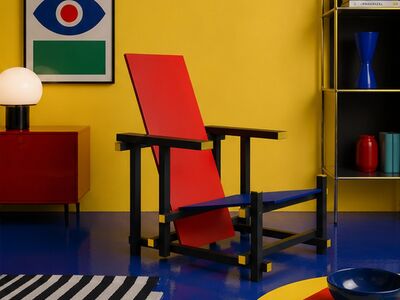 Cassina Red Blue Chair by Rietveld — dark luxury interior lifestyle 3D model