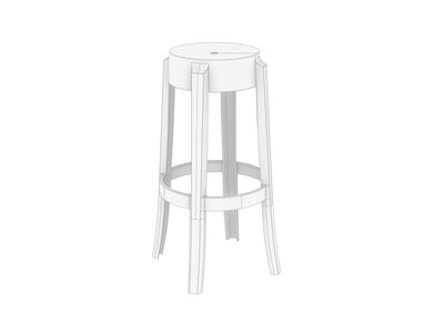 Kartell Charles Ghost 75 Stool  Rhino3DMShaded