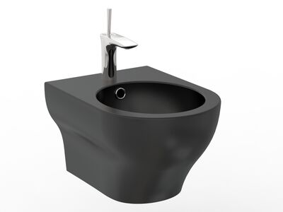 Clear Wall Hung Bidet Matt Black
