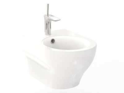 Clear Wall Hung Bidet Shiny White