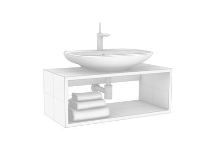 Olympia Clear WashBasin d65-46-14 Set Rhino3DMShaded