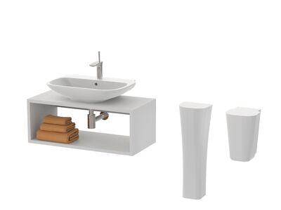 Clear WahsBasin d65-46-14 Wall Hung Furniture