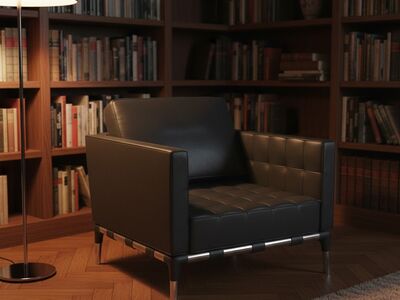 Cassina 241 Prive Armchair 3D Model Private Library Interior