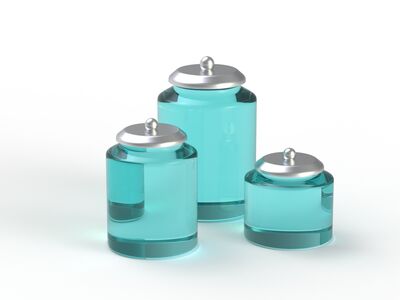 Glass Cyan Set Pots 01 3D Model