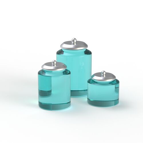 Glass Cyan Set Pots 01 3D Model