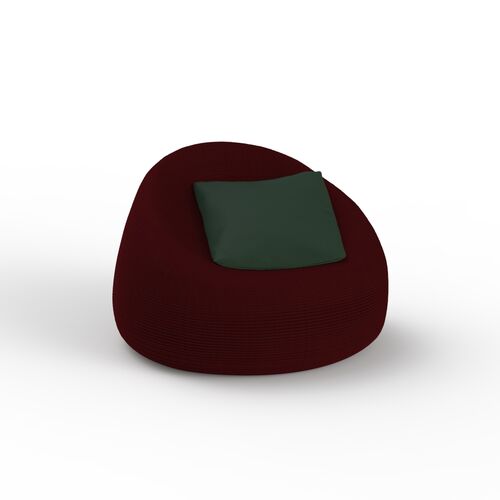 Armchair Fabric Brown Pouf 02 3D Model
