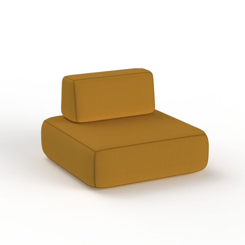 Armchair Fabric Orange Pouf 03 3D Model
