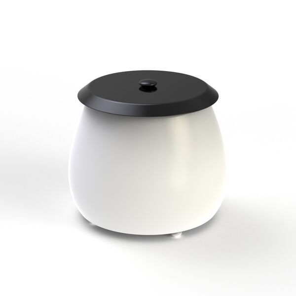 Ceramic White With Cap Round Pot 11 3D Model
