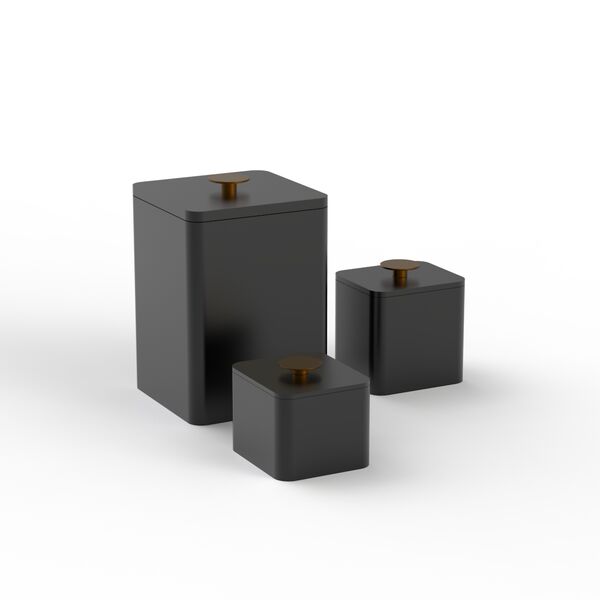 Squared Black Set Pots 01 3D Model