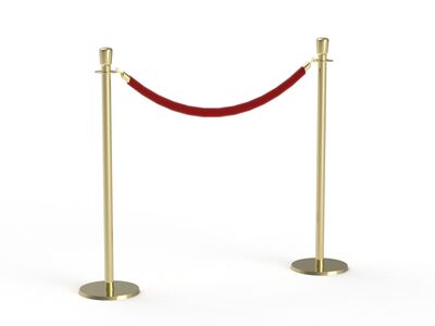 Red Barriers Brass Stand Rope 01 3D Model