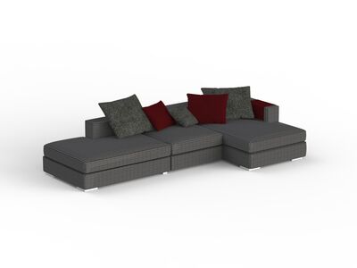 Angular Fabric Black And White Textured Sofa 01 3D Model