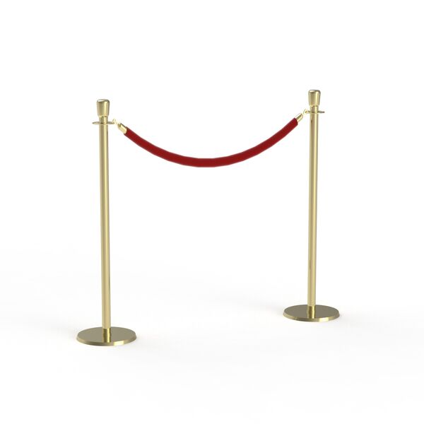 Red Barriers Brass Stand Rope 01 3D Model
