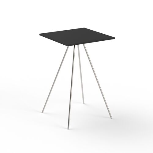 High Square Wood Top Metal Stand Table 05 3D Model