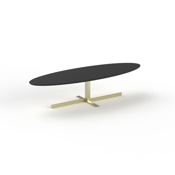 Low Oval Top Wood Metal Stand Table 01 3D Model