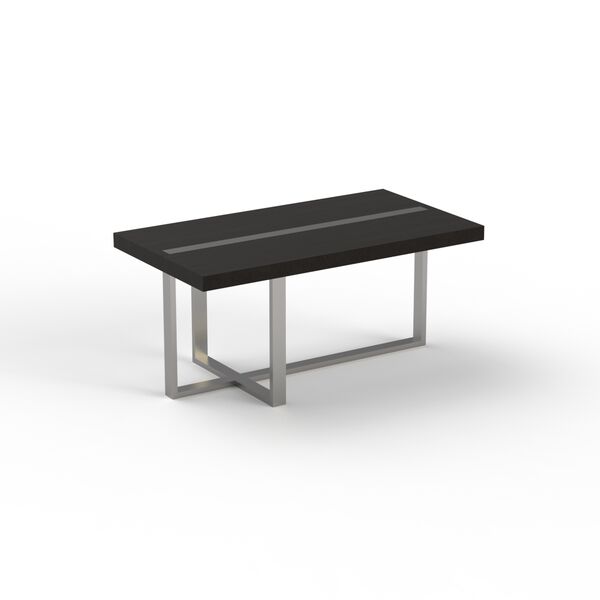Low Rectangular Top Wood Metal Stand Table 05 3D Model