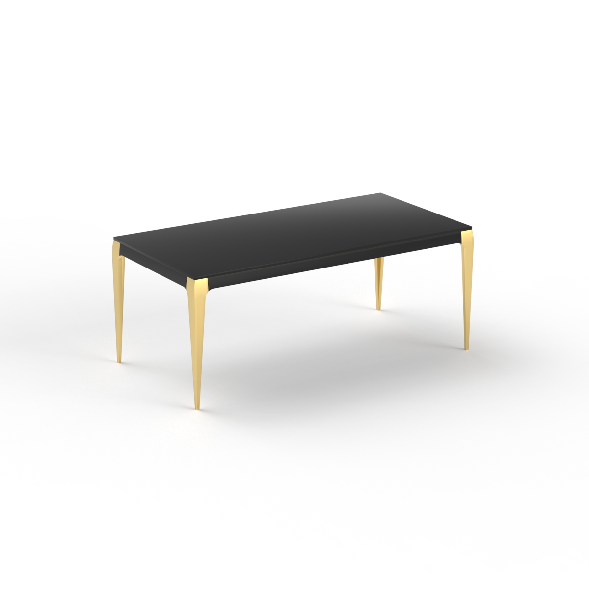 Low Rectangular Top Wood Metal Legs Table 03 3D Model