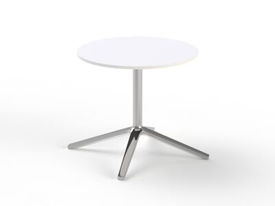Low Round White Top Metal Stand Table 02 3D Model