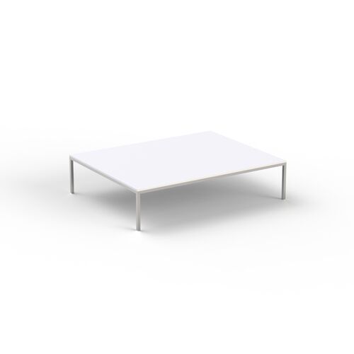 Low Rectangular White Top Metal Stand Table 07 3D Model