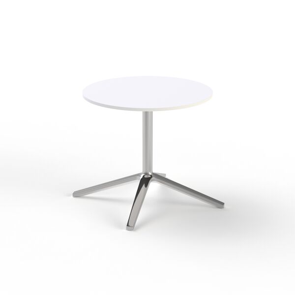 Low Round White Top Metal Stand Table 02 3D Model
