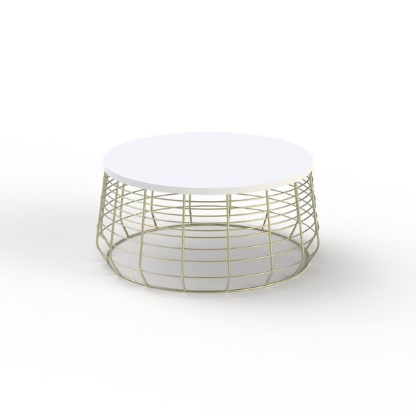 Low Round White Top Metal Frame Stand Table 04 3D Model