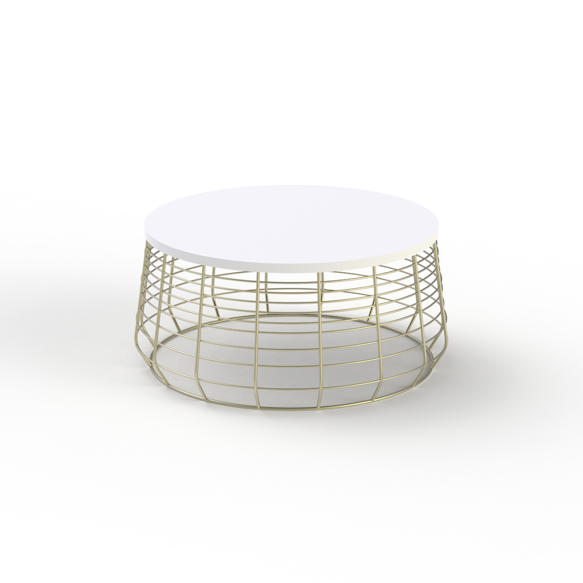 Low Round White Top Metal Frame Stand Table 04 3D Model