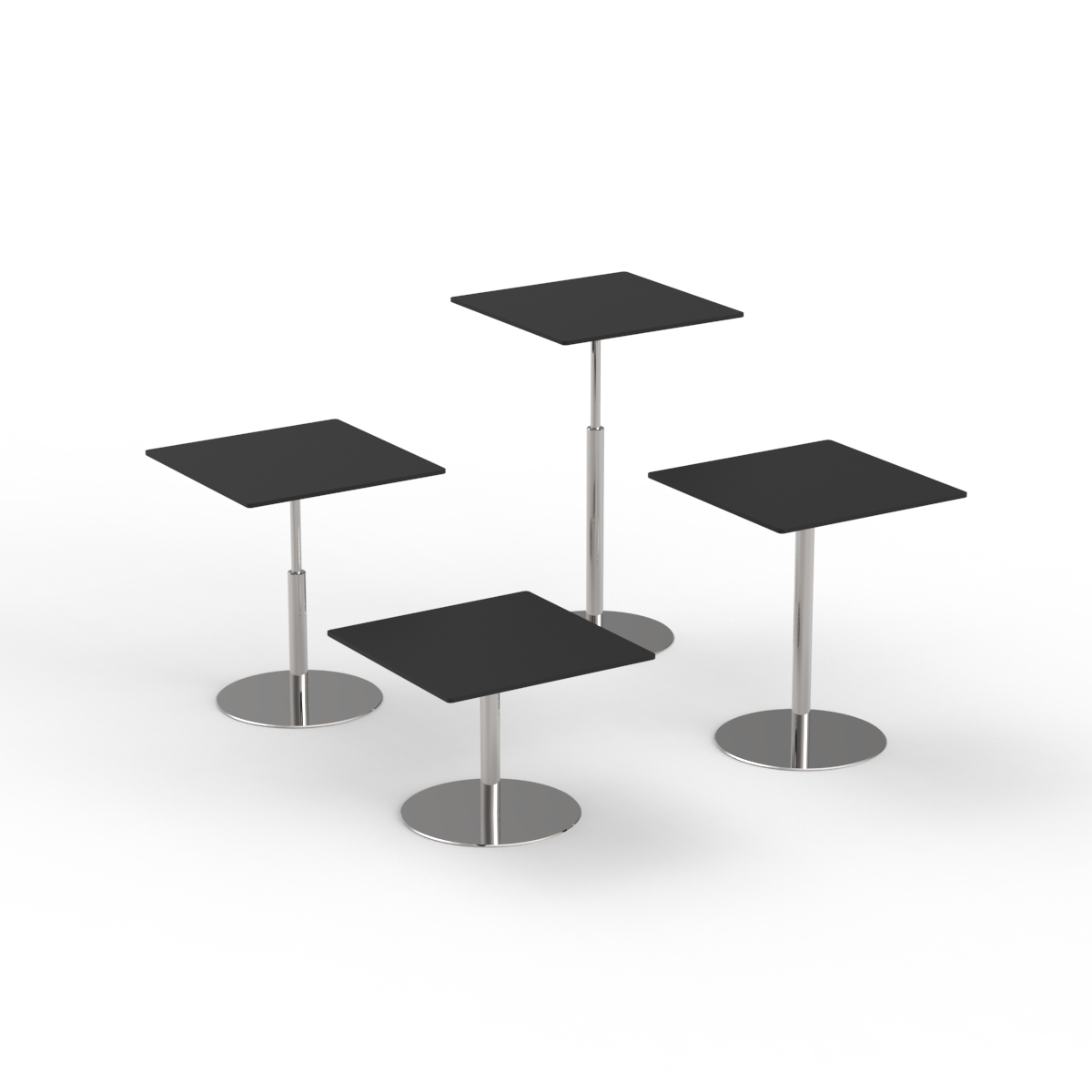 Square Wood Top Metal Stand Tables Set 02 3D Model