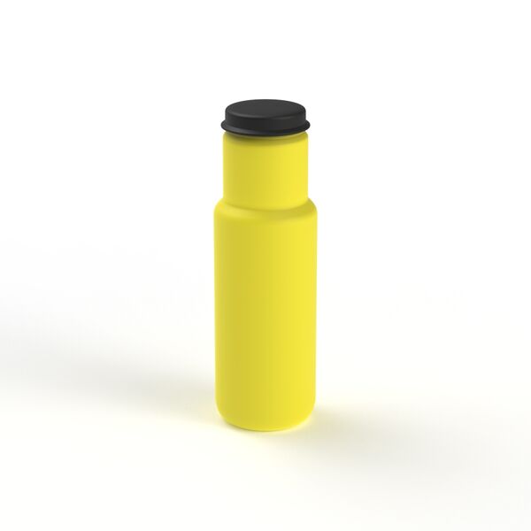 Bottle Yellow Plastic Black Cap Water 01 3D Model