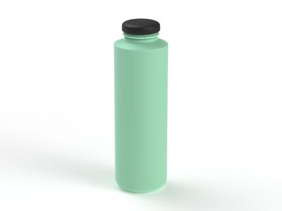 Bottle Green Plastic Black Cap Water 02 3D Model