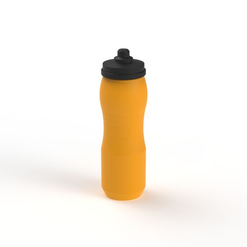 Bottle Orange Plastic Black Cap Water 03 3D Model